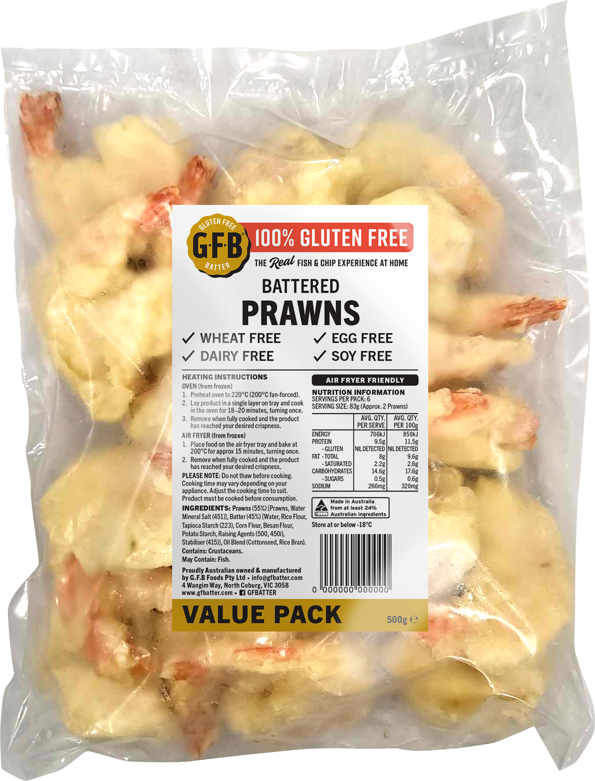 GFB Gluten Free Batter Prawns (frozen)500g